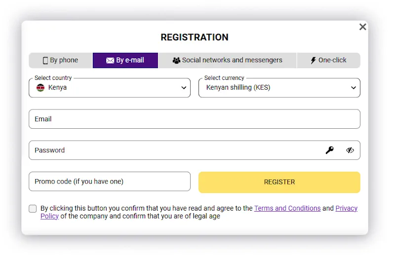 Helabet Email Registration Screenshot